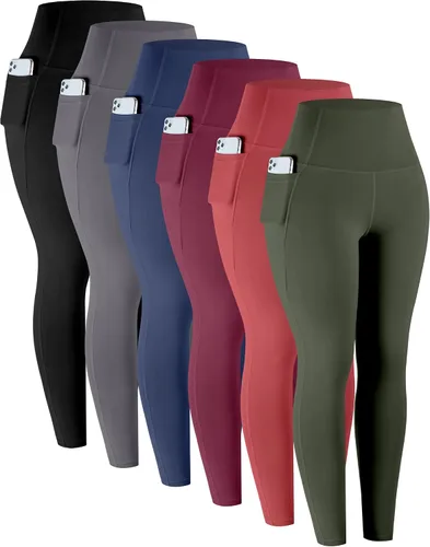 Vista 12 de LZYVOO - Leggings con bolsillos para mujer, 6 paquetes, pantalones de yoga de cintura alta suaves con control de abdomen para entrenamiento