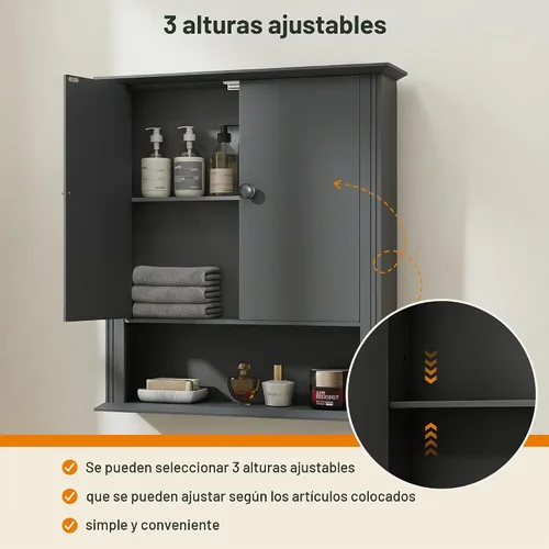 Vista 4 de Gabinete de pared del cuarto de baño, sobre el almacenamiento del inodoro Gris medio