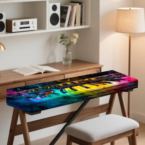 Vista 7 de Nuxovilar Cubierta elástica de 88 teclas para teclado y piano, a prueba de polvo, seda de leche elástica con patrón de teclas de teclado