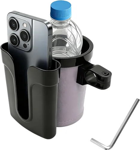 Vista 7 de Portavasos para bicicleta, soporte para botellas de agua para manillar de bicicleta con soporte para llaves de teléfono celular, jaula universal