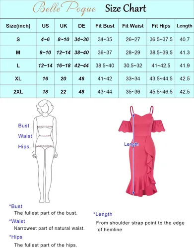 Vista 8 de Belle Poque Vestido de sirena vintage con hombros descubiertos y volantes para mujer, elegante vestido de cóctel para fiesta formal