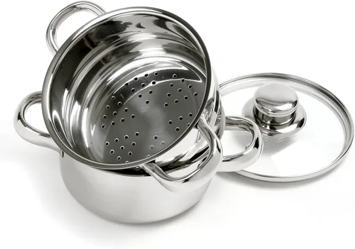 Vista 2 de Norpro Mini olla de vapor de acero inoxidable de 1 cuarto de galón, juego de 3 piezas