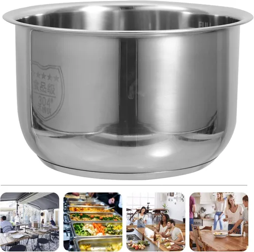 Vista 7 de UPKOCH Olla de arrocera interior de repuesto de acero inoxidable de 2 litros con escala de medición, olla multiusos para uso en cocina