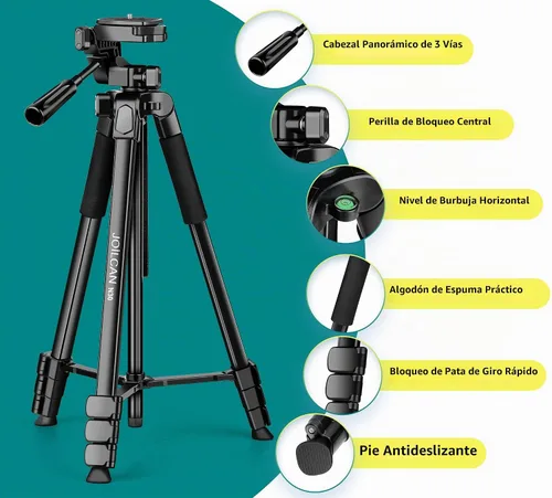 Vista 7 de JOILCAN Trípode para Teléfono, Soporte de Trípode de Cámara de 67" para iPhone iPad, Trípodes de Viaje Profesionales de Aluminio con Control Remoto