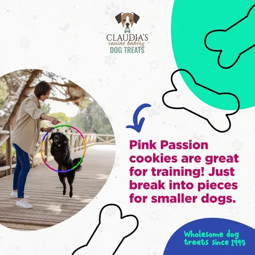Vista 6 de Claudia's Canine Bakery Pink Passion Surtido de galletas gourmet para perros, 7 onzas