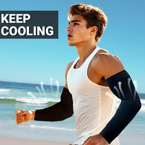 Vista 2 de PFFY 2 Pairs UV Protection Cooling Arm Sleeves for Men and Women UPF 50 Sun Sleeve