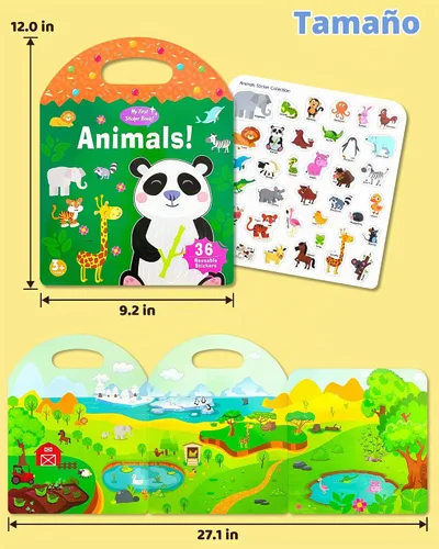 Vista 6 de Benresive - Libros de calcomanías reutilizables para niños de 2-4, libros de calcomanías para niños pequeños 1-3 y 2-4, juguetes de viaje Animal