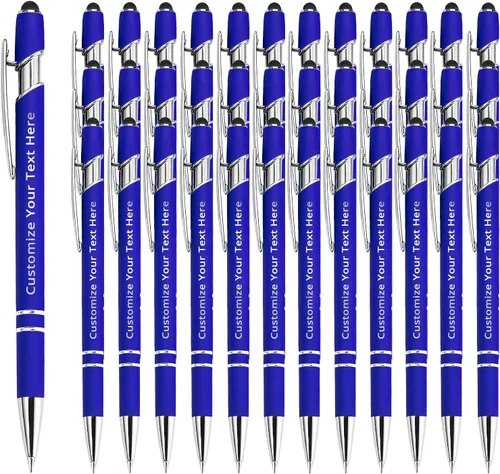 Vista 12 de Aolun Bolígrafo personalizado, bolígrafo grabado personalizado con lápiz capacitivo, 12 unidades, metal suave al tacto, introduce el nombre, Naranja