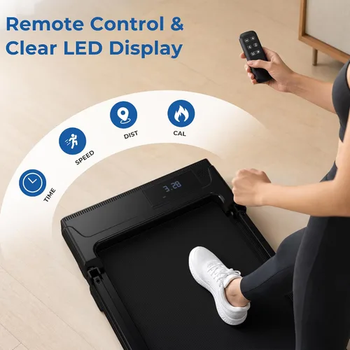 Vista 5 de Walking Pad, Treadmill with Handle Bar Foldable Treadmills for Home Indoor Under Desk Portable Compact Electric Walk Pads Small Spaces Office Rojo