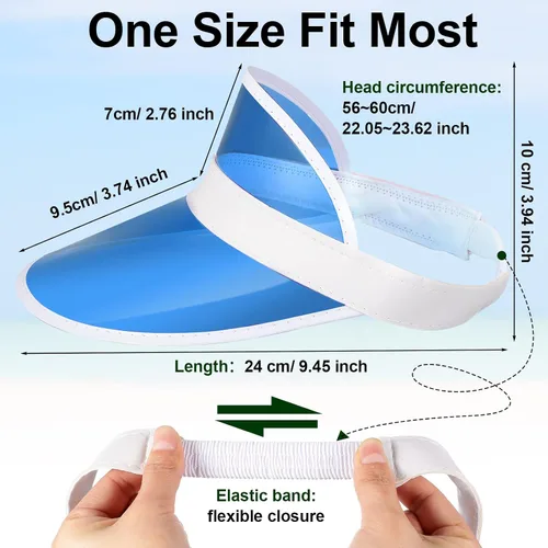 Vista 2 de Paquete de 14 viseras unisex de plástico transparente color caramelo visera turística gorra de póquer colorido