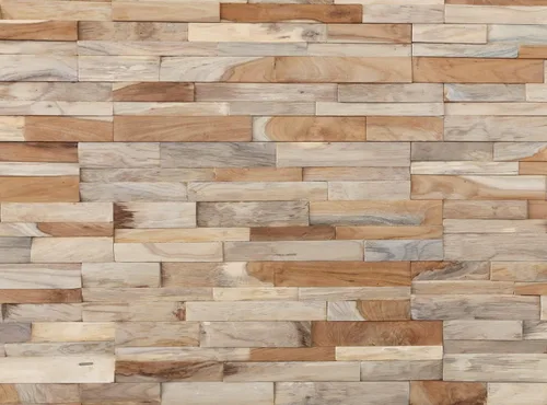 Vista 2 de WoodyWalls - Paneles de pared 3D Los tablones de madera están hechos de 100 % teca Cada panel de madera está hecho a mano y es único Juego