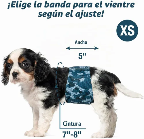 Vista 3 de Pet Soft Bandas para el vientre para perros – Pañales lavables para perros machos, reutilizables, paquete de 3 unidades para cachorros (XS, ejército)