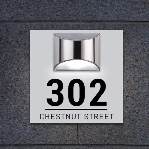 Vista 3 de Placa de puerta moderna solar personalizada, placa de dirección iluminada con placa LED personalizada, letrero acrílico iluminado LED, regalo