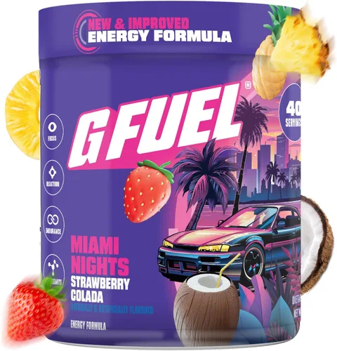 Vista 10 de G Fuel Blue Ice - Bebida energética en polvo, mezcla de cafeína preentrenamiento para juegos, amino de enfoque sin azúcar, vitamina + antioxidantes