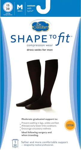 Vista 2 de Dr. Comfort Vestido de algodón para hombre de compresión graduada hasta la rodilla, 15-20 mmHg, blanco, M