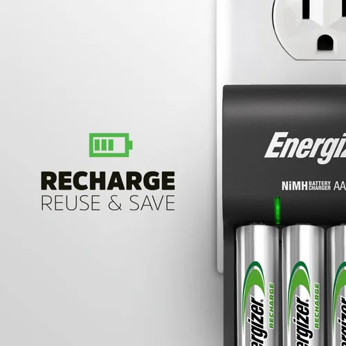 Vista 8 de Energizer Baterías AA recargables (8 unidades) y cargador básico para baterías recargables