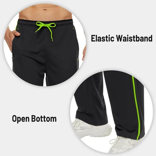 Vista 5 de Magnivit - Pantalones deportivos ligeros para hombre, ajuste holgado, parte inferior abierta, de malla, atléticos, con bolsillos con cremallera