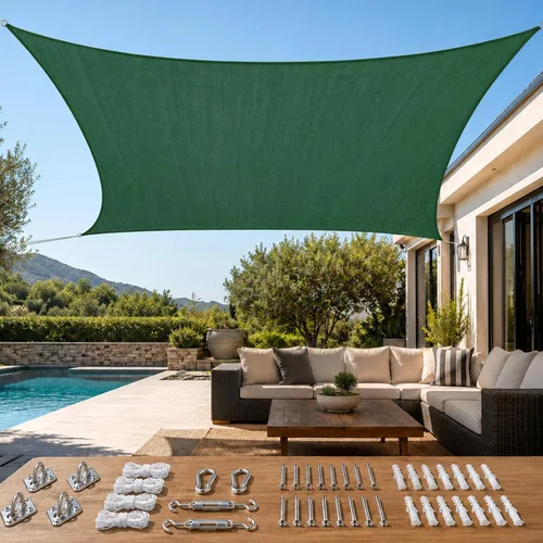 Vista 21 de Quictent Toldo rectangular de polietileno de alta densidad de 6.53 oz, 98% de bloqueo UV, para patio, jardín, cubierta comercial con kit de Marrón