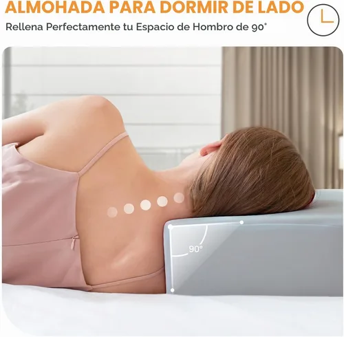 Vista 4 de Almohada de espuma viscoelástica con forma de cubo para dormir de lado, almohadas cuadradas para aliviar el dolor de cuello y hombros, almohada