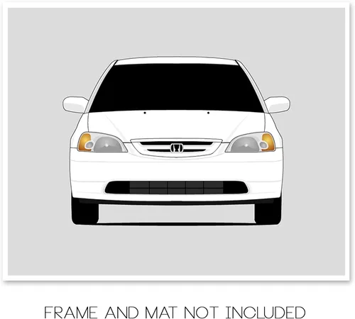 Vista 2 de Custom Car Posters Handmade Poster compatible with Honda Civic Coupe (2000-2005) 7th Generation Print Wall Art Décor EX HX LX (EM EP ES EU) - 8x10