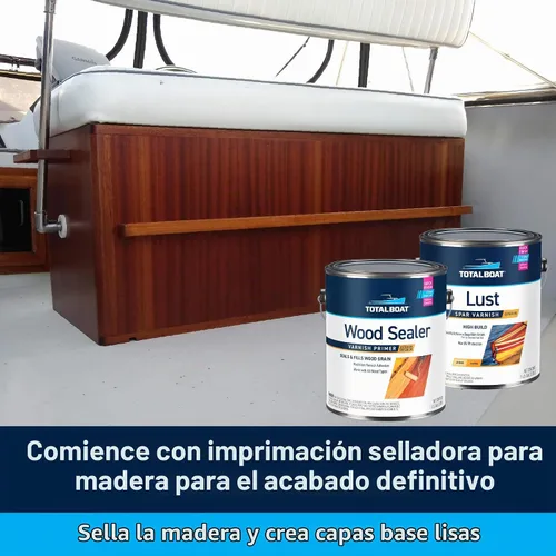 Vista 7 de TotalBoat Lust Marine - Barniz de alto brillo y acabado mate para madera, barcos, muebles de exterior (alto brillo, pinta)