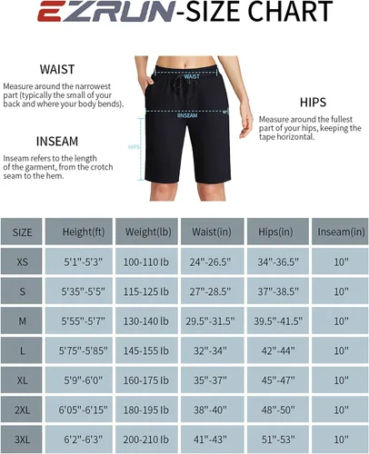 Vista 6 de EZRUN - Bermudas para mujer, para entrenar en el gimnasio, pantalones cortos veraniegos de algodón con bolsillos profundos para mujer