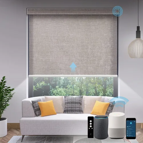 Vista 11 de SmartWings Persianas Motorizadas con Filtro de Luz, Compatible con Matter Thread Homekit Z-Wave Alexa Google, Persianas con 70% de Opacidad Safari