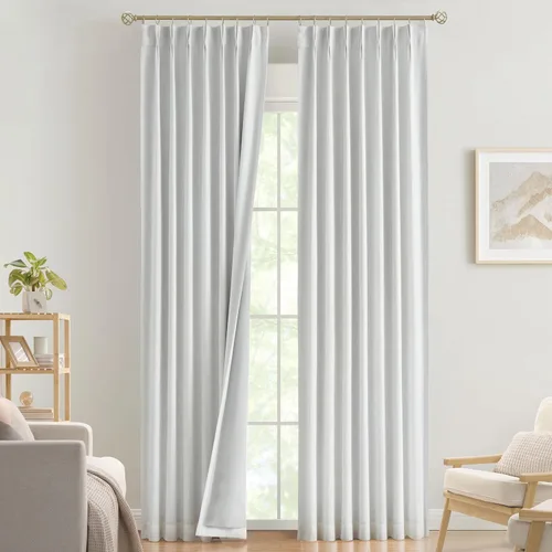 Vista 64 de Vision Home Cortinas marrones con pliegues pinzados, opacas completas, cortinas de ventana de lino mezclado para oscurecer la habitación, cortinas