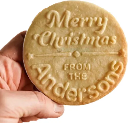 Vista 15 de Cortadores de galletas de Navidad personalizados 2023 con sello de galletas de Feliz Navidad para hornear, cortadores de galletas de azúcar