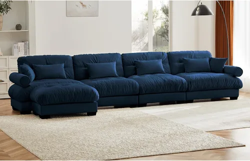 Vista 47 de Otomana beige para sofá modular modular, sofá individual, asiento otomano para sofá modular convertible, sofás de terciopelo para sala de estar
