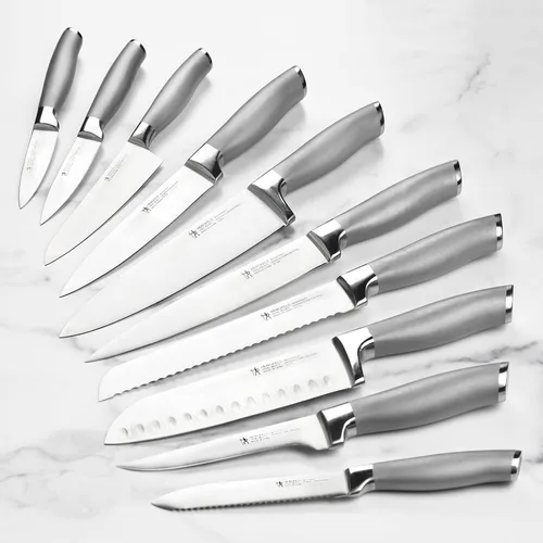 Vista 2 de Henckels Forged Modernist - Juego de cuchillos autoafilables de 20 piezas, bloque de cuchillos negro
