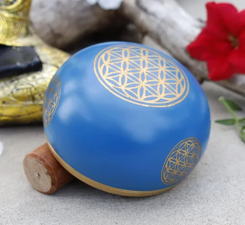 Vista 4 de Flower Of Life - Juego completo de cuencos para meditación, yoga, curación espiritual y atención plena (azul)