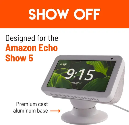 Vista 2 de Made for Amazon Tilt + Swivel Stand for the Echo Show 5 - White