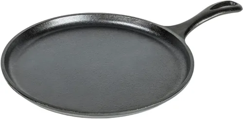 Vista 3 de Lodge Plancha de hierro fundido y soporte de mango caliente, 10.5", negro/rojo