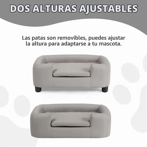 Vista 5 de Sofá moderno para mascotas de 37 pulgadas con tela sintética resistente a los arañazos y patas ajustables, sofá elevado para perros pequeños