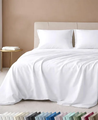 Vista 10 de California Design Den Juego de sábanas tamaño King, 100% algodón, sábanas lujosas de 600 hilos con bolsillo profundo, ropa de cama duradera con 16