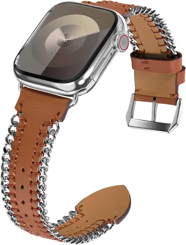 Vista 17 de WINGLE for Apple Watch Band Women 38mm 40mm 41mm 42mm 44mm 45mm 46mm 49mm Series 11 10 9 8 7 6 5 4 3 2 1 SE 3/2/1, Dressy Band Stainless Steel Chain