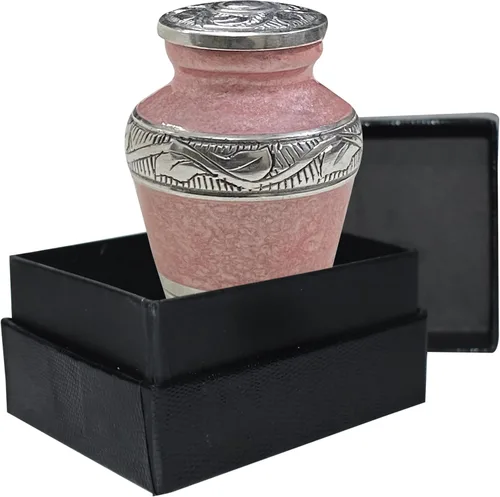 Vista 10 de BOLD&DIVINE Urna texturizada de esmalte perlado Urna conmemorativa texturizada de gránulo divino para cenizas humanas, funeral, entierro