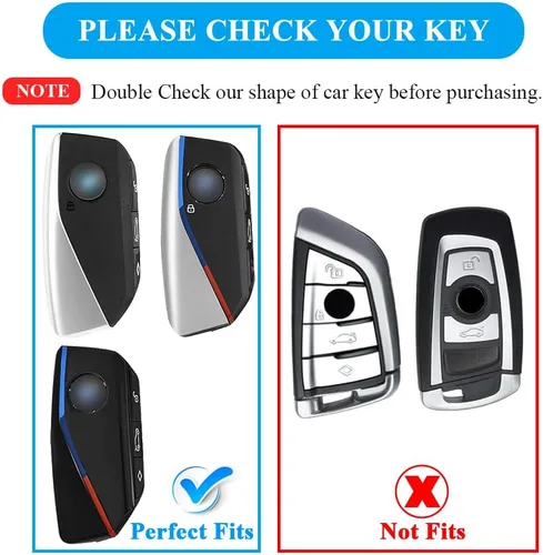 Vista 2 de MILD EAST Funda para llavero BMW con llavero, protección de 4 botones, compatible con BMW Serie 7 740 760i I5 I7 IX X1 X5 X6 X7 XM 2022 2023 2024