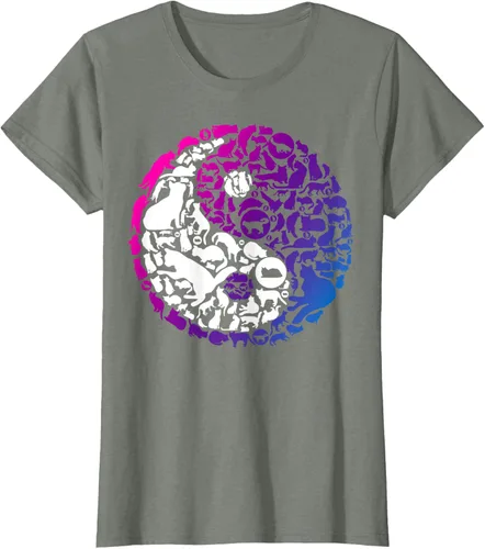 Vista 8 de Cute Kitty Cats and Zen Spirit Peace & Love Yin Yang - Camiseta de gato Negro