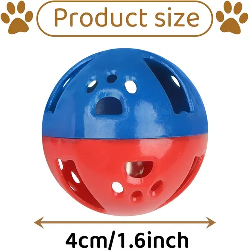 Vista 5 de QUOZUO Paquete de 24 bolas de plástico para gatos, bolas de celosía con campana, juguete de gatito, bola de arcoíris, estilos de caja de regalo