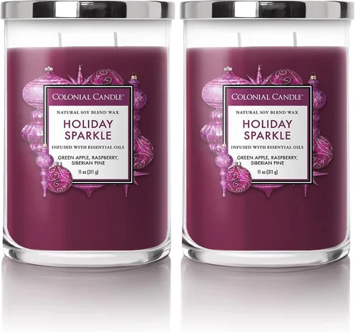 Vista 33 de Colonial Candle - Vela perfumada de frasco con aroma a agua de coco, colección clásica de cilindros, 2 mechas, azul, 19 onzas - hasta 120 horas
