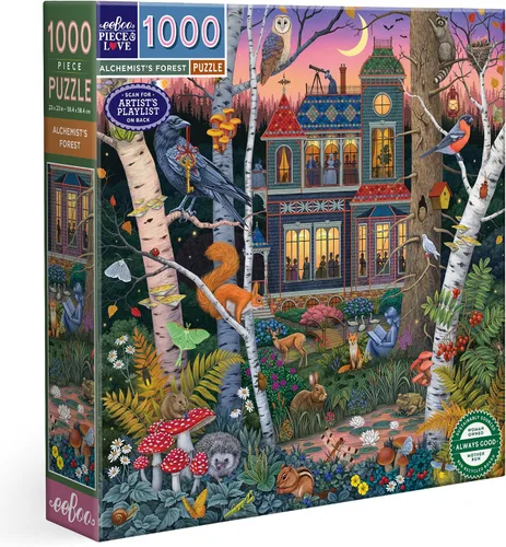 Vista 18 de eeBoo: Piece and Love Alchemist Cabinet - Rompecabezas cuadrado de 1000 piezas, rompecabezas para adultos y familias, incluye piezas brillantes