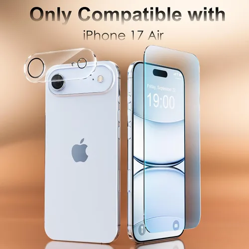 Vista 2 de Fotbor [Paquete de 3 + 3 protectores de pantalla para iPhone Air, antiluz azul, [protección ocular] 9H+ vidrio templado con protector de lente