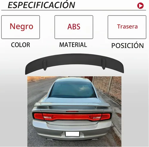 Vista 6 de HECASA Alerón trasero para maletero compatible con Dodge Charger 2011-2023 de 4 puertas, color negro mate, estilo de fábrica ABS