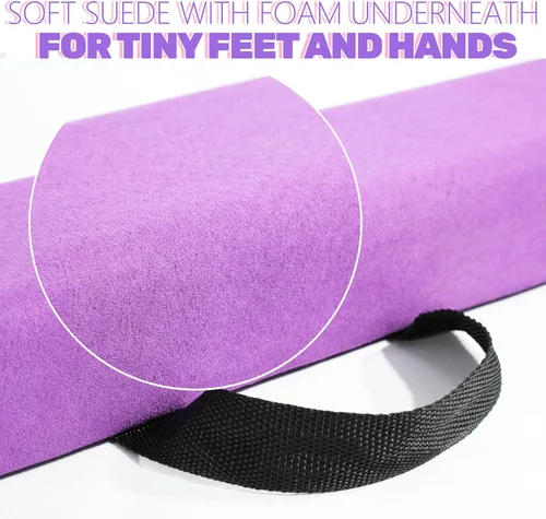 Vista 6 de FC FUNCHEER - Viga de equilibrio plegable, viga de suelo para gimnasia, equipo de gimnasia para niños, base de madera, fondo antideslizante y bolsa