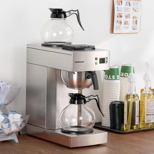 Vista 2 de NUPANT Cafetera de 12 Tazas 1.8L Cafetera Comercial de Goteo Cafetera de Café con Pico Vertidor con 2 Jarras de Vidrio y 2 Placas Calentadoras
