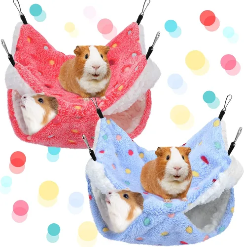 Vista 4 de BOAO 2 piezas Hamaca para conejillo de indias y rata, hamaca colgante para conejillo de indias, hámster, hurón, accesorios para pequeños animales
