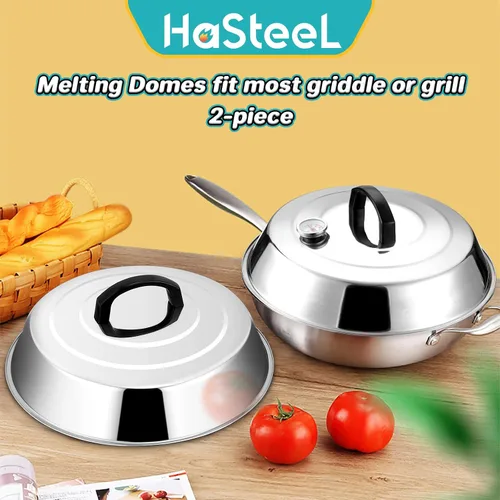 Vista 7 de Cúpula para Derretir Queso de 12 Pulgadas, HaSteeL Cubierta Redonda de Acero Inoxidable para Rociar y Vaporizar, Cúpula Grande Sólida para Plancha
