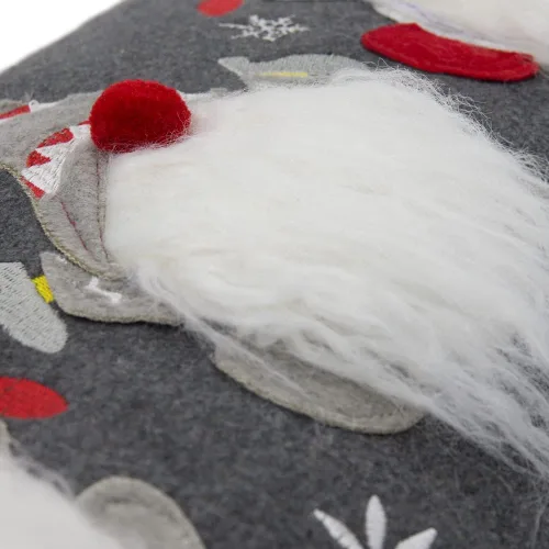 Vista 4 de JWH Funda de almohada decorativa de gnomo, almohada de Navidad, decoración de vacaciones de invierno, funda de almohada gris, cojín bordado